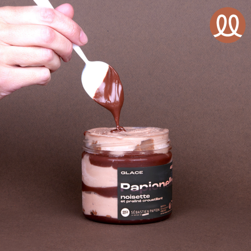 Glace Papionella® Noisette, Papionella Noisette et praliné croustillant