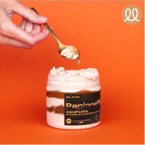 Glace Papionnella® Cacahuète, éclats de cacahuètes et caramel